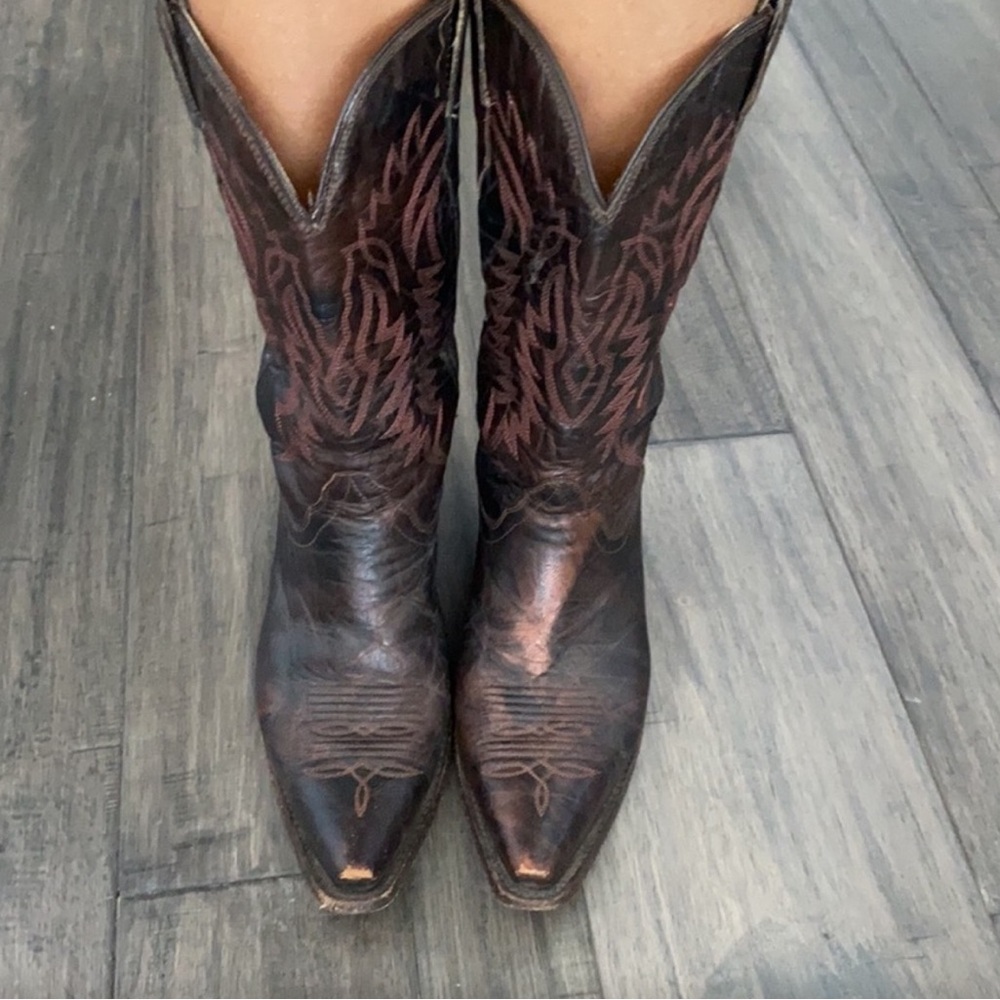 Corral Brown Bronze  Metallic Leather Snip Toe Western Boots  R2425 Womens Sz 9M